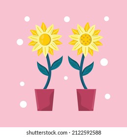 Twin sunflower in flat design