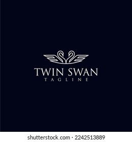 Twin swan illustration logo design suitable for beauty logo