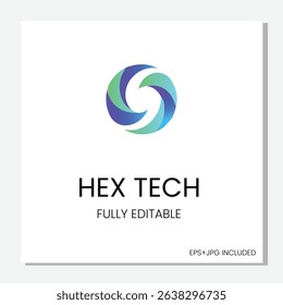 Twin swirl forming a circular vortex in vibrant tech gradient. Perfect for energy, motion, or tech startup branding.