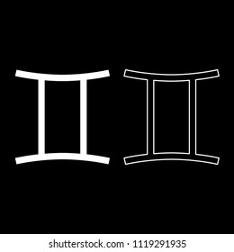 Twin symbol icon outline set white color