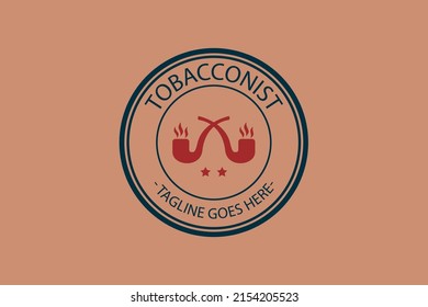 Plantilla de distintivo del logotipo del cigarrillo del doble tobaccon