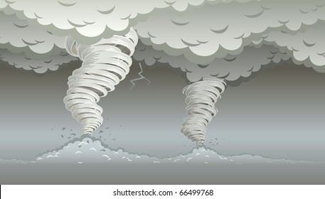 Twin tornado. Vector illustration. Elements are layered separately in vector file.