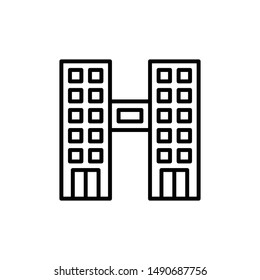 Twin Tower Building Icon Outline