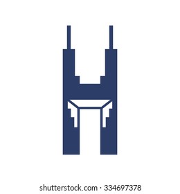 twin tower logo. letter H logo template. vector icon.