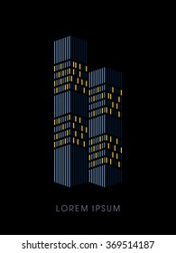 Twin towers Abstract construction, design graphic vector