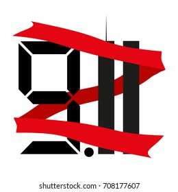 The twin towers . the eleventh of September . the day of memory and grief . 9.11 . Vector illustration .
