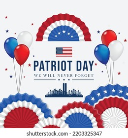 Twin Towers in New York City Skyline. September 11, 2001 vector poster. Patriot Day, September 11, We will never forget