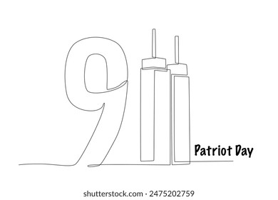 The twin towers of the World Trade Center. Patriot day concept one-line drawing