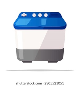 Twin tub washing machine vector isolated illustration