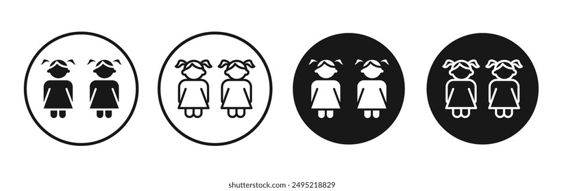 Twin Vektorgrafik Icon Set schwarz gefüllt und umrissen Stil.