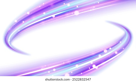 Twin Wavy Line of Light Isolated on White Background, Vector Illustration