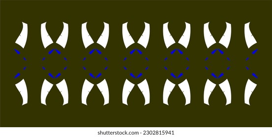 twin white motifs interlocking on a dark green background