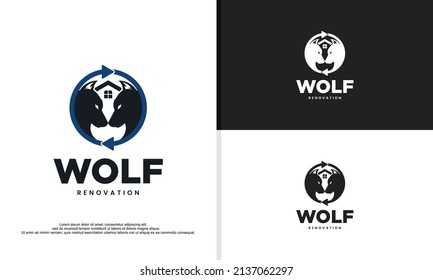 twin wolf logo, building renovation logo