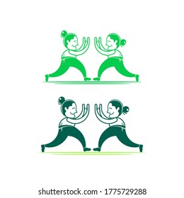 twin women exercising healthy logo 
