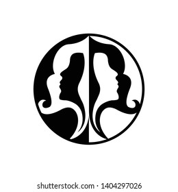 Twin Womens Logos Circle Face Beautiful Stock Vector (Royalty Free ...