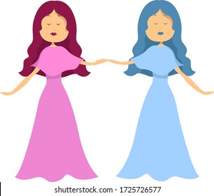 Twin zodiac sign, illustration, vector on white background