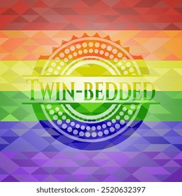 Twin-bedded lgbt colors emblem. Vector Illustration. Mosaic. 