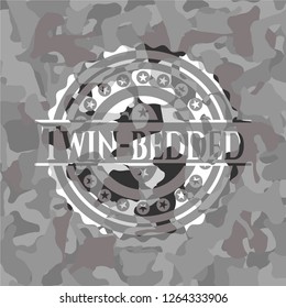 Twin-bedded on grey camouflage pattern