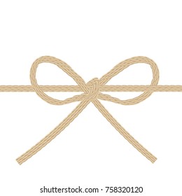 Twine string tied in a bow isolated on white background