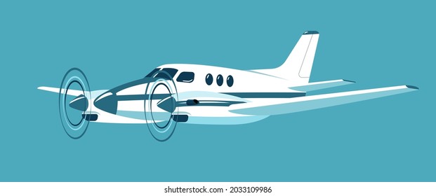 Twin-engine Turboprop Plane Isolated. Vector Illustration.