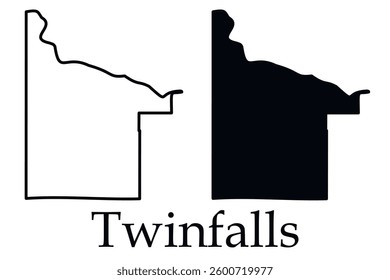 Twinfalls city map with black border outline vector