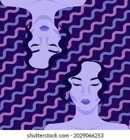 Twing Girls And Purple Background