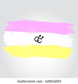 Twink pride flag in a form of brush stroke with gender symbol. Brush stroke style. Vector EPS 10