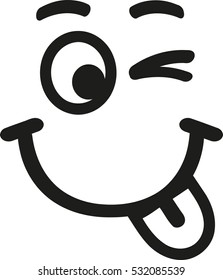 Twinking face with tongue and eyebrows