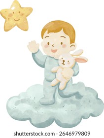 Twinkle Twinkle Baby Chuveiro Clipart, Sweet Dreams Nursery Clipart, Estrelas Kawaii, Nuvens e Arco-Íris, Sleeping Baby, Lua e conjunto de estrelas