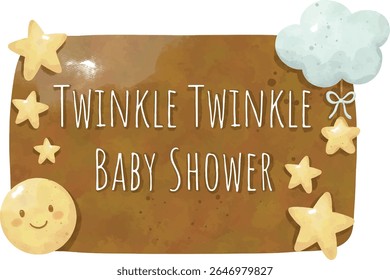 Twinkle Twinkle Baby Chuveiro Clipart, Sweet Dreams Nursery Clipart, Estrelas Kawaii, Nuvens e Arco-Íris, Sleeping Baby, Lua e conjunto de estrelas