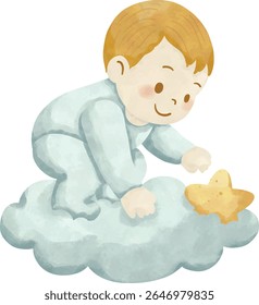 Twinkle Twinkle Baby Chuveiro Clipart, Sweet Dreams Nursery Clipart, Estrelas Kawaii, Nuvens e Arco-Íris, Sleeping Baby, Lua e conjunto de estrelas