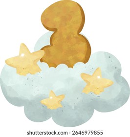 Twinkle Twinkle Baby Chuveiro Clipart, Sweet Dreams Nursery Clipart, Estrelas Kawaii, Nuvens e Arco-Íris, Sleeping Baby, Lua e conjunto de estrelas
