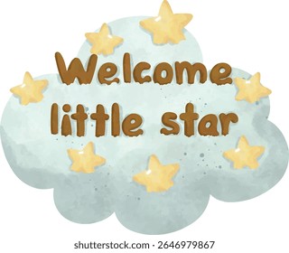 Twinkle Twinkle Baby Chuveiro Clipart, Sweet Dreams Nursery Clipart, Estrelas Kawaii, Nuvens e Arco-Íris, Sleeping Baby, Lua e conjunto de estrelas