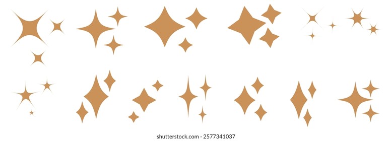 Twinkle christmas icon. Magic Shine. Sparkling line, doodle twinkling stars. Isolated vector illustrations on white background.