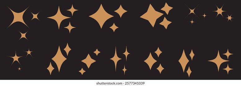 Twinkle christmas icon. Magic Shine. Sparkling line, doodle twinkling stars. Isolated vector illustrations on white background.