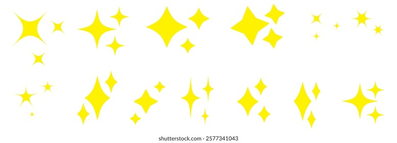 Twinkle christmas icon. Magic Shine. Sparkling line, doodle twinkling stars. Isolated vector illustrations on white background.