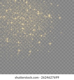 Twinkle of festive glittering stars with yellow spark confetti and magical bokeh circle backdrop for new year glow particle space design cosmic grainy shimmer and bright gold decoration

