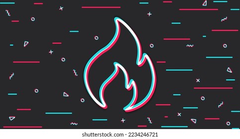 Twinkle. Flame. Heat, fire. Glitch background. Vector illustration