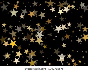 Twinkle gold star dust sparkle vector background. Glitter confetti, shining sparkles pattern design on dark. Glowing gold stars vector, tinsel lights background. Card backdrop.