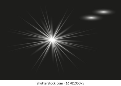 
Twinkle lens flares, glare lighting vector effects. Energy collection of a white star on a transparent background