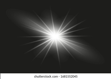 
Twinkle lens flares, glare lighting vector effects. Energy collection of a white star on a black background