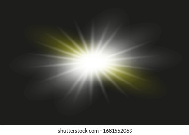 
Twinkle lens flares, glare lighting vector effects. Energy collection of a white star on a black background