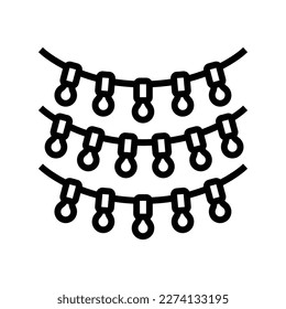 twinkle lights bedroom interior line icon vector. twinkle lights bedroom interior sign. isolated contour symbol black illustration
