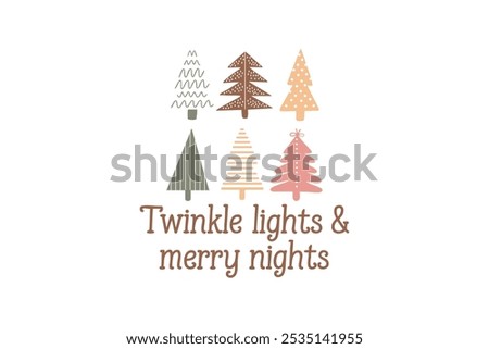 Twinkle lights and merry nights, Boho Christmas T Shirt Design