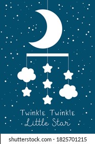 Twinkle Twinkle Little Star cute card design. Vector illustration.