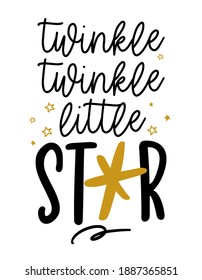 Twinkle Twinkle Little Star - decoración de estrellas adorable. Estrella dorada y estrellas pequeñas, afiches para la habitación de guardería, tarjetas de saludo, ropa para niños y bebés, decoración de la sala de guardería, tarjeta de ducha para bebés, invitación