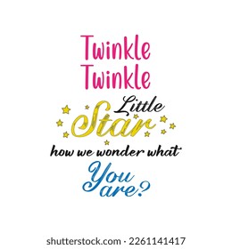 Twinkle Twinkle Little star, how we wonder what you are? Gender reveal party card, banner vector element design