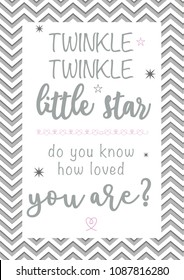 Twinkle Twinkle Little Star , Vector Picture Girl Room Wall Decoration