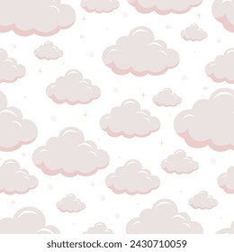 Twinkle pink baby seamless pattern with cloud and star