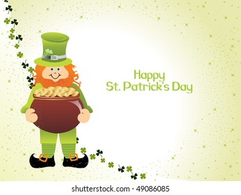 twinkle star background with leprechaun holding earthenware